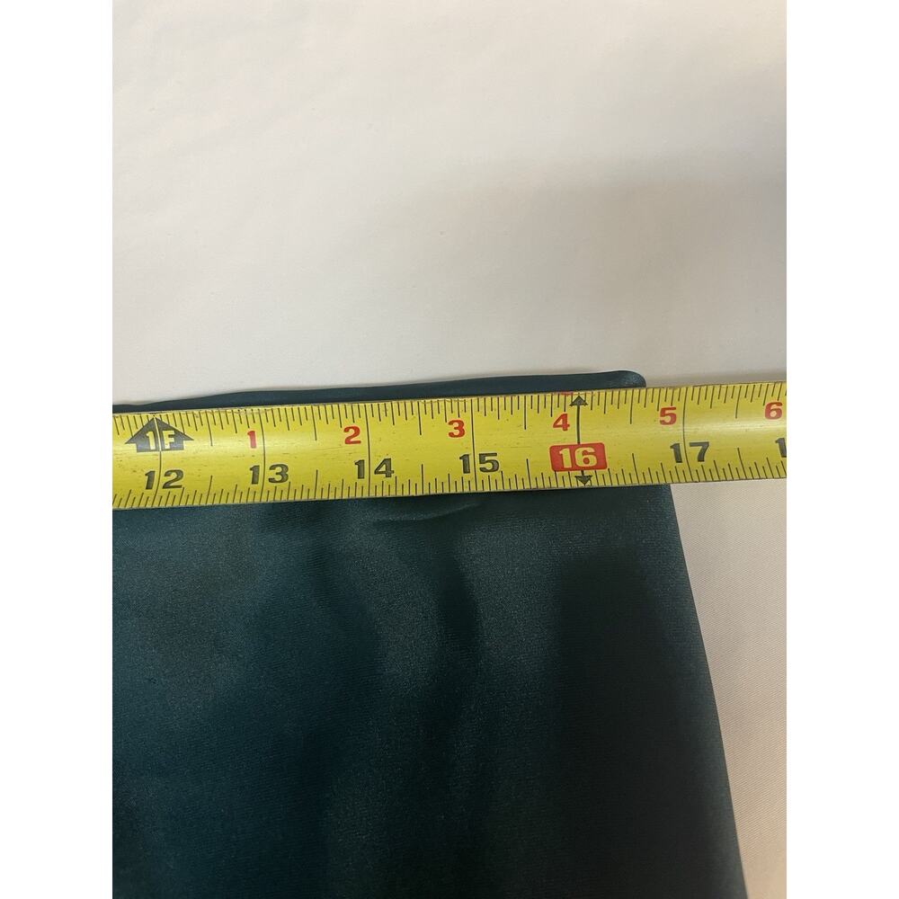 Zara Satin Midi Skirt Green Teal Slip Bias Cut Size L Elastic Waist Minimalist - Picture 7 of 8
